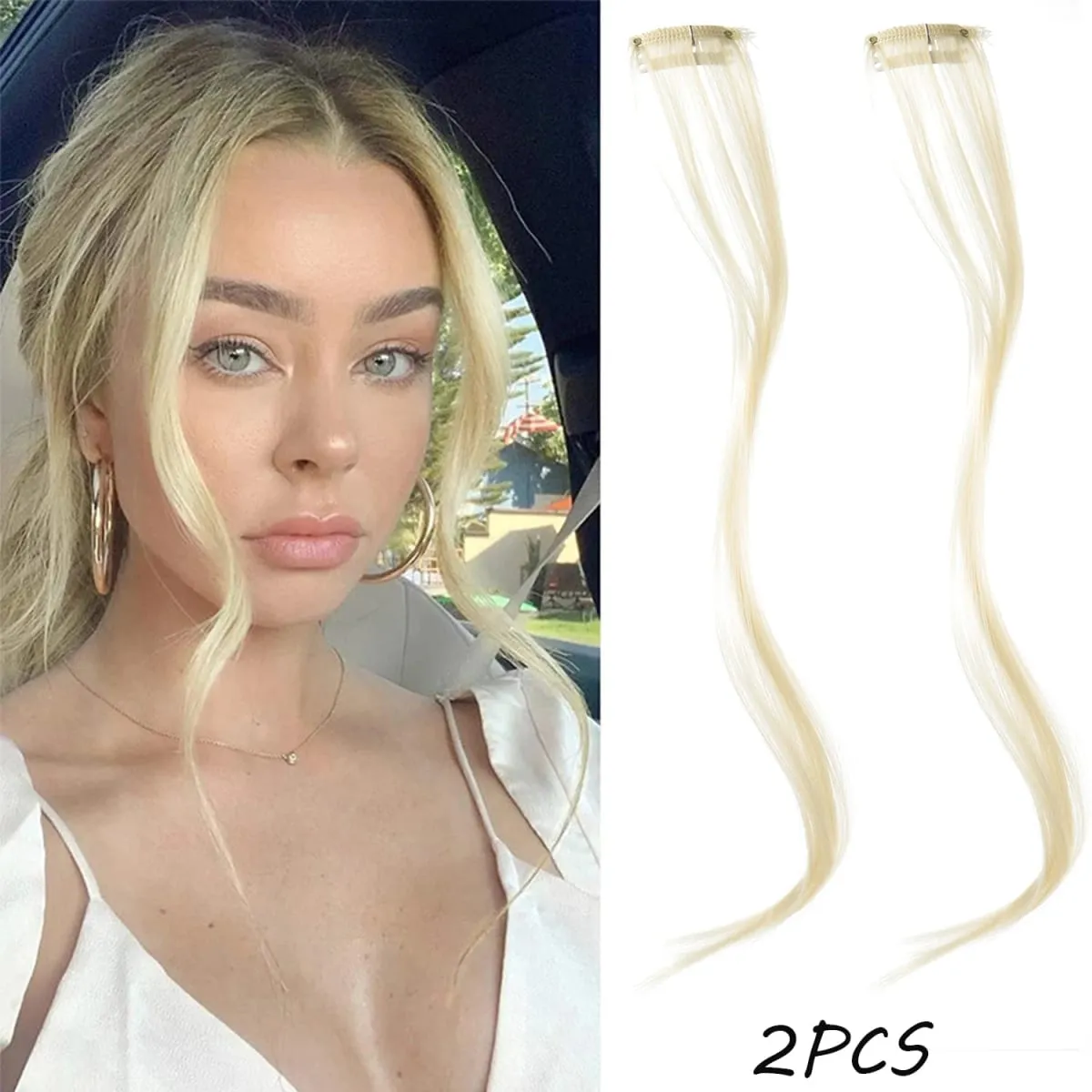 2PC Frangia Sintetica Parrucca Estensioni Dei Capelli Ricci Clip-on Lato Frontale Frangia Bionda Ondulata Lunga con Clip Frangia Invisibile Hai Falso — image 13