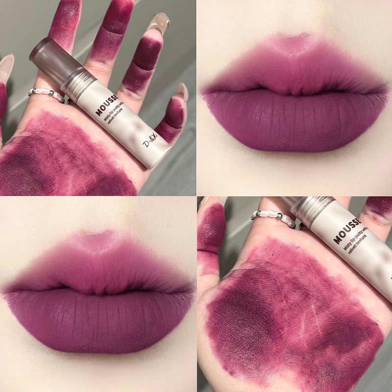 고딕 매트 블랙 립스틱 방수 무스 립 머드 누드 브라운 립스틱 다크 퍼플 펑크 립 글로스 메이크업 스틱 립 색조 — image 3