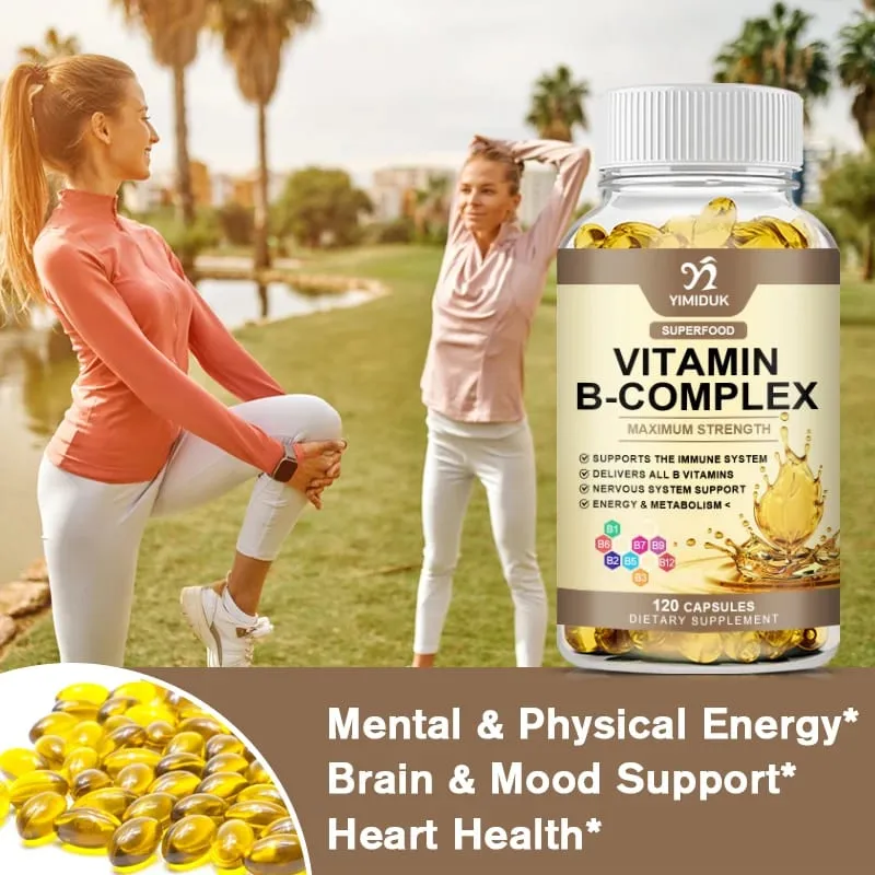 Kapsul Vitamin B-Kompleks dengan Vitamin B12 & Biotin Menyokong Tulang Saraf Metabolisme Kesihatan Otak & Jantung Tenaga Imun — image 3