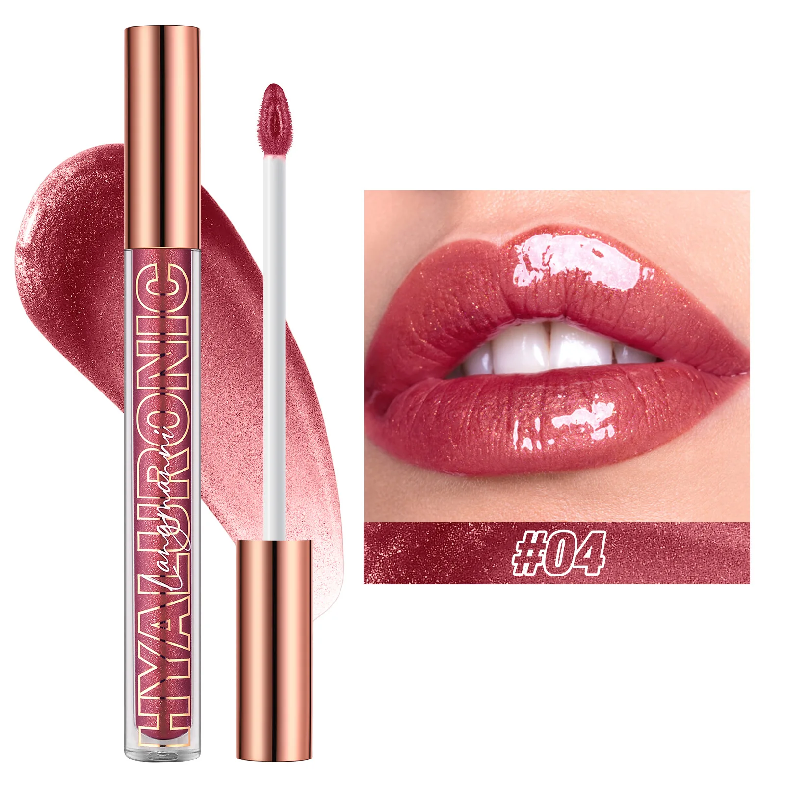 Pearlescent Glitter Plumping Lip GLOSS Diamond Glitter Nude สีชมพู Liquid ลิปสติก SHINY Glass กันน้ำเซ็กซี่ Lip Tint Lip Makeup — image 10