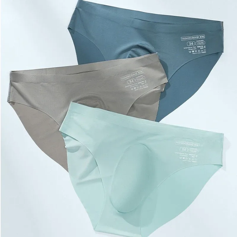 Slip senza cuciture da uomo in seta di ghiaccio Estate Nuove mutandine intimo traspirante alla moda ultrasottile trasparente sexy ad asciugatura rapida — image 3