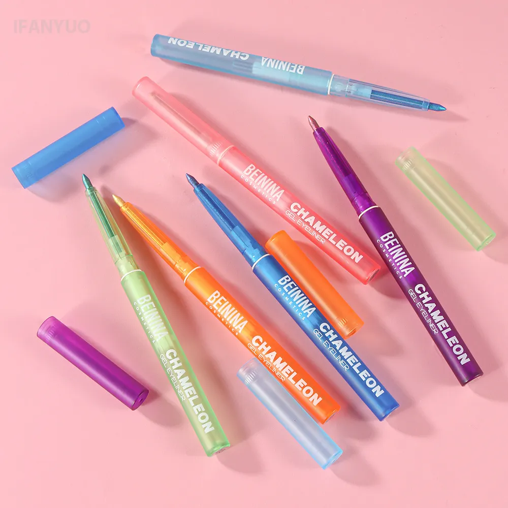 Pena Gel Eyeliner Kuning Metalik Bunglon Berkilau Eyeshadow Multiwarna Eye Liner Mutiara Terpolarisasi Glitter Pigmen Mata Makeup — image 7