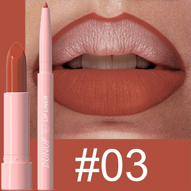 2 ชิ้น/เซ็ตลิปสติก + Lip Liner แต่งหน้าชุด Matte Nude ยาวนานกันน้ำไม่ย้อมสี Tapered Nib Lip Contour ปากกา lip เครื่องสำอาง — image 9