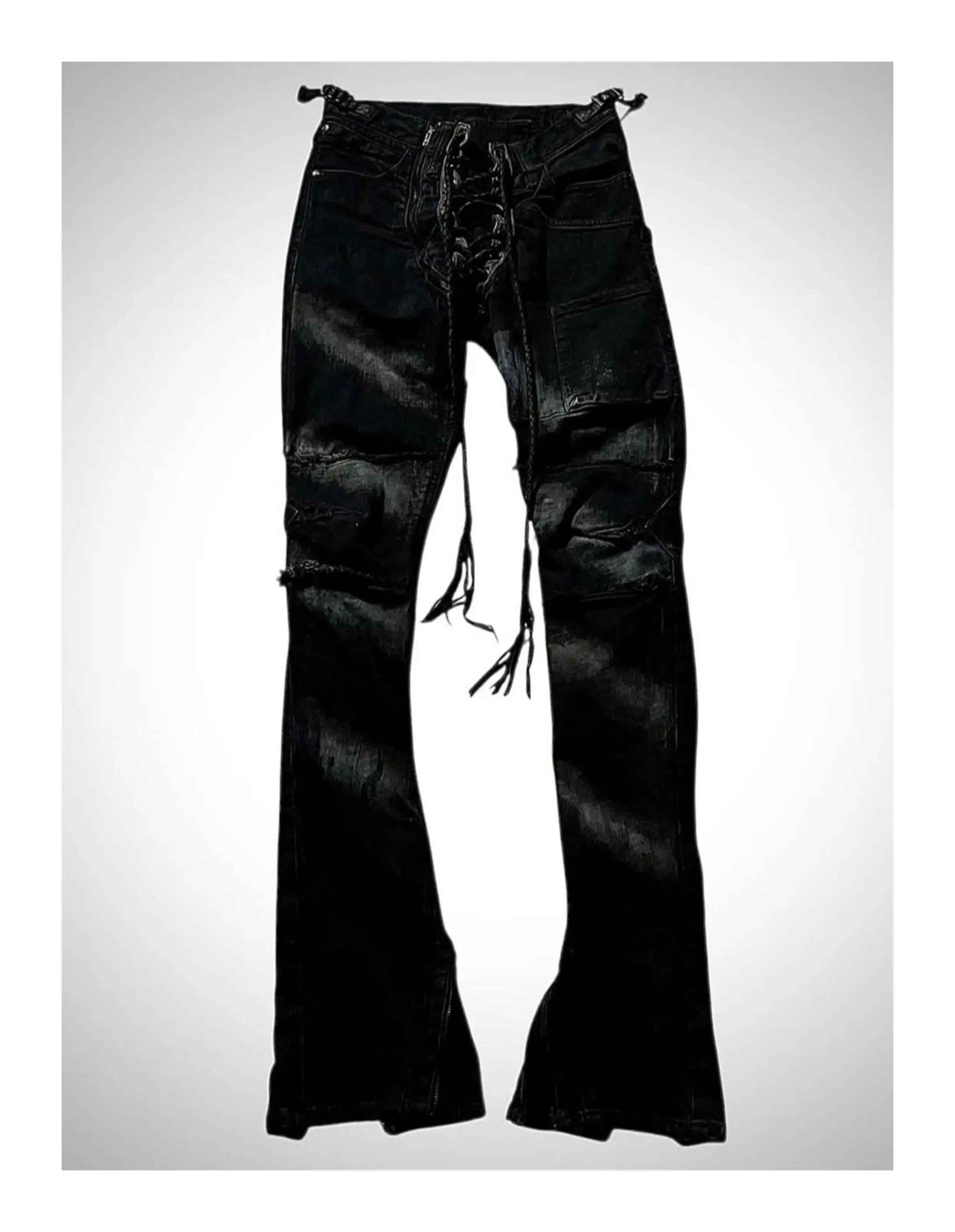 Ifsixwasnine Vision seprané pruhované šněrovací slim-fit stahovací džíny — image 6