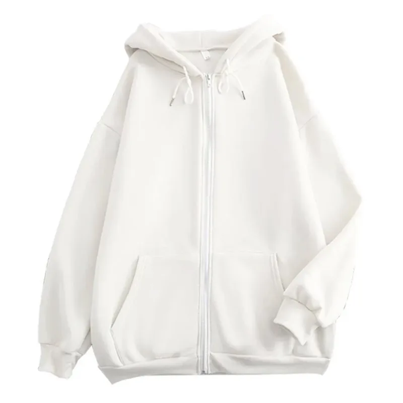 High Street Hoodie Men Solid Color Zip Up Long Sleeve Loose Jacket Coats Casual Hooded Sweatshirt Y2K Fashion Outdoor Clothes — image 10
