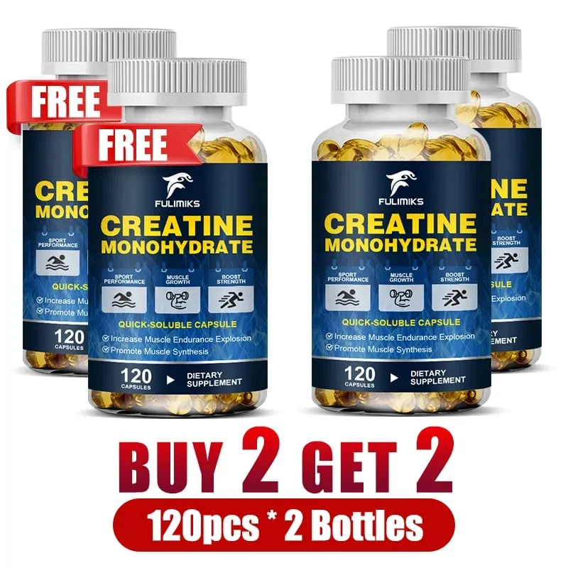 Buy 2 Get 2 Free! Premium Creatine Monohydrate Capsules Support Muscle Growth Strength Gains & Exercise Performance Men — image 12