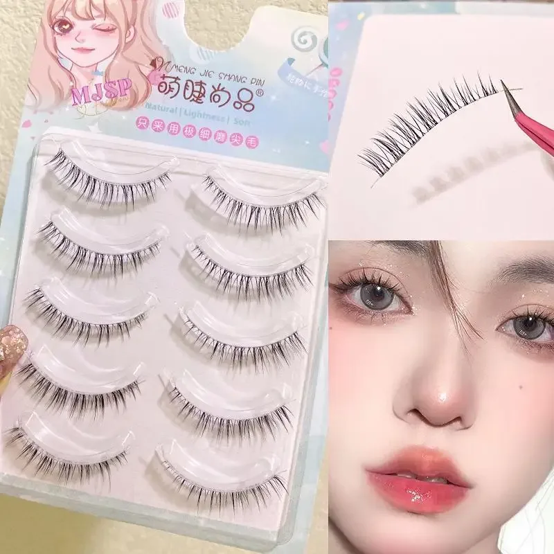 Faux-cils naturels à tige transparente fine, cils Manga, fournitures de cils novices, bâton de maquillage coréen — image 18