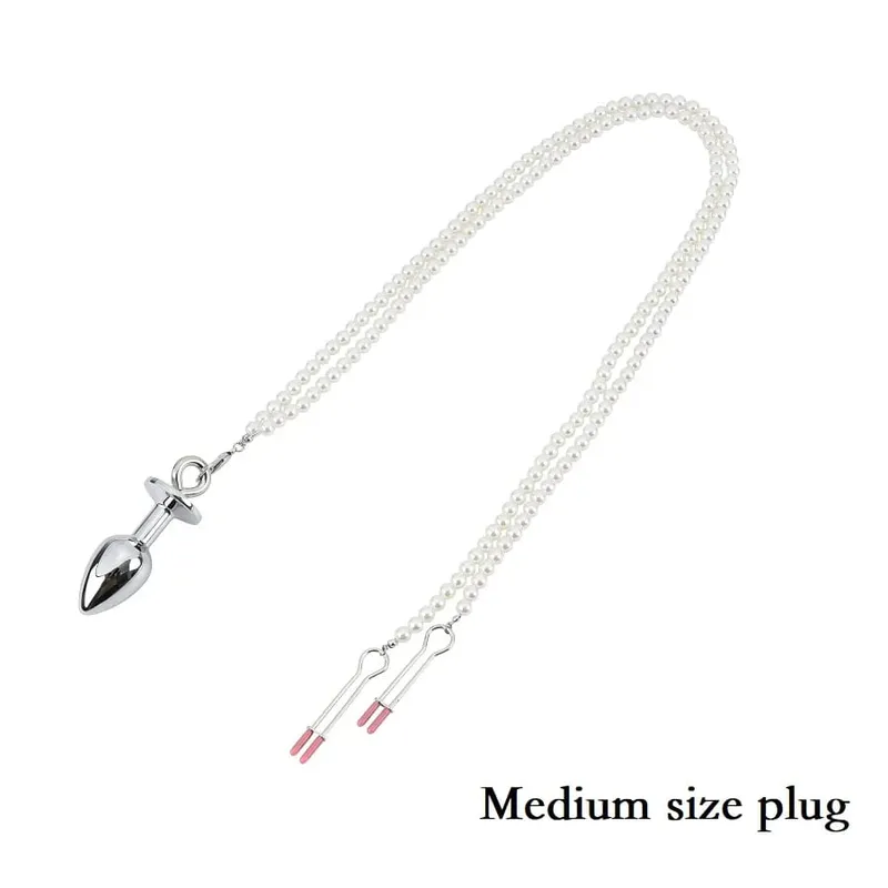 Piccole medie grandi perline anali Butt plug Morsetti per capezzoli di perle Set con catena Clip per seno in metallo Bondage Coppia schiava Gioco Giocattolo del sesso — image 14