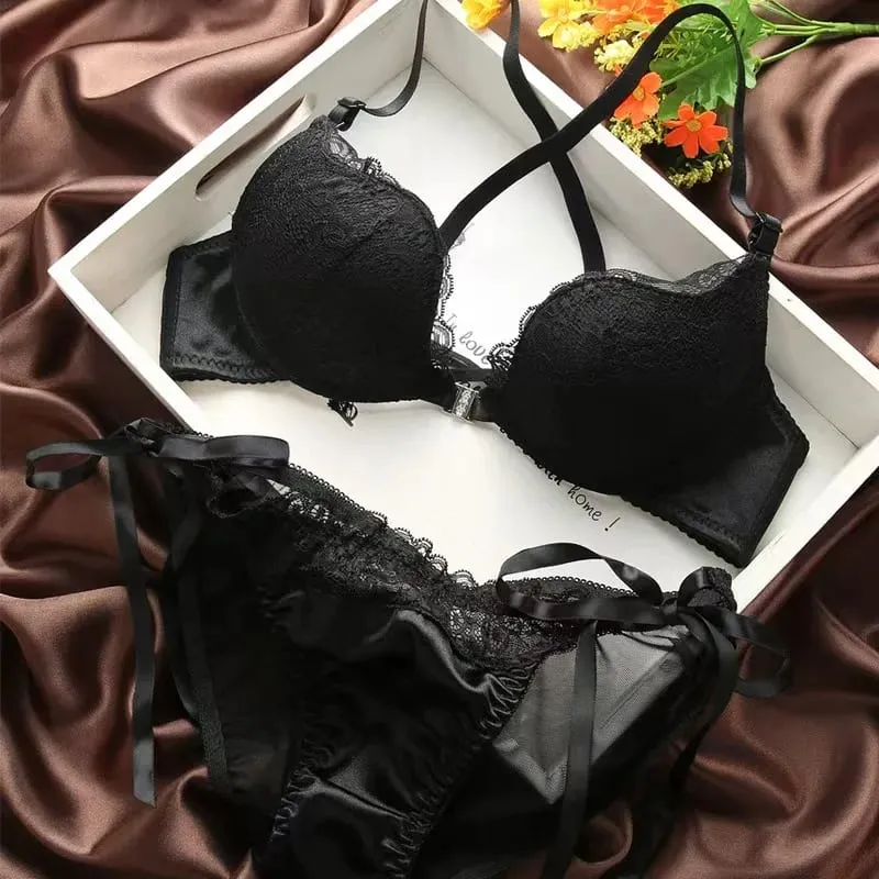 Ensemble de soutien-gorge sexy en dentelle avec boucle avant, dos nu, lingerie réglable
