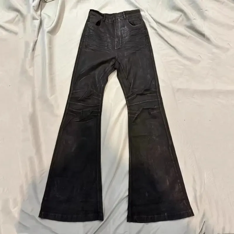 Amerikanische Retro-Heavy-Industrie-High-Street-beschichtete Micro-Flared-Jeans für Männer, schwarze Gothic-Vintage-beiläufige, lockere Jeans, Herbst-Neuheit — image 5