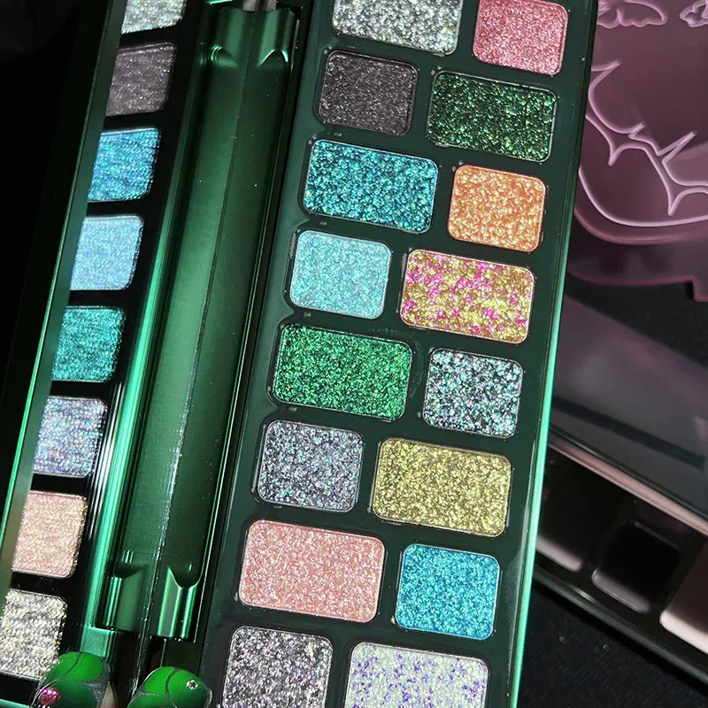 16 Warna Green Pearl Eyeshadow Palet Solek Kalis Air Tahan Air Kilauan Berlian Pembayang Mata Kosmetik Mata Kristal Berkilauan — image 5