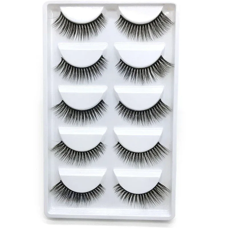 5Pairs 3D Handmade Fake Eyelashes Natural Long Thick Daily Makeup Thick Cross Eyelashes Eye Lashes — image 23