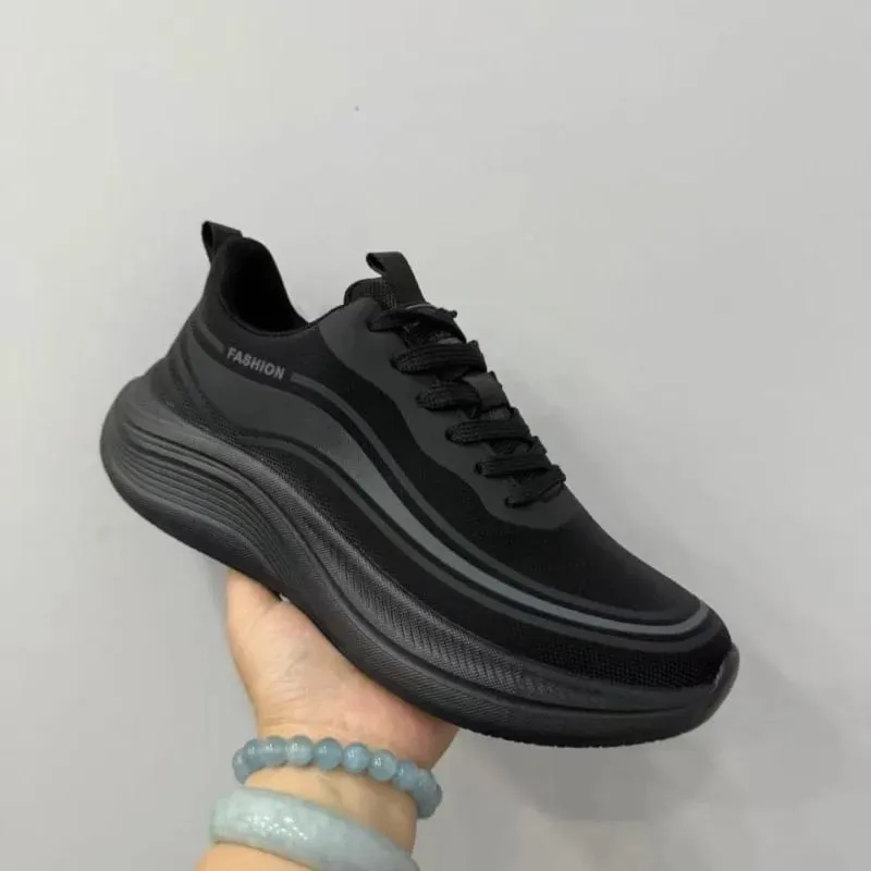 Baskets en maille respirante pour hommes, chaussures de marche légères à semelle épaisse à lacets, chaussures de sport décontractées antidérapantes pour l'extérieur — image 3