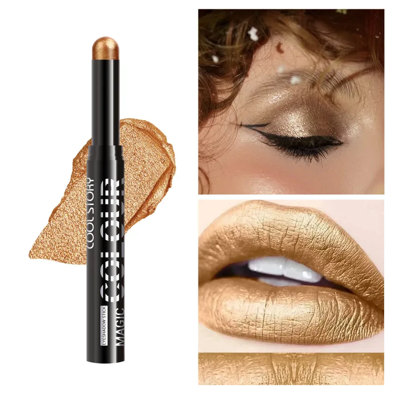 2 en 1 fard à paupières rouge à lèvres bâton crayon imperméable paillettes éclaircir mat ombre à paupières maquillage Pigment fard à paupières stylo — image 21