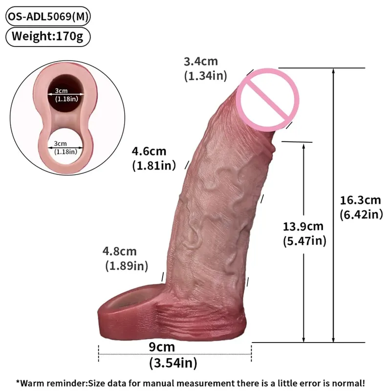 Reusable Penis Sleeve with Realistic Closed Head And Cock Ring Dick Enlargement Comdom Delay Ejaculation Sex Toys for Men — image 17