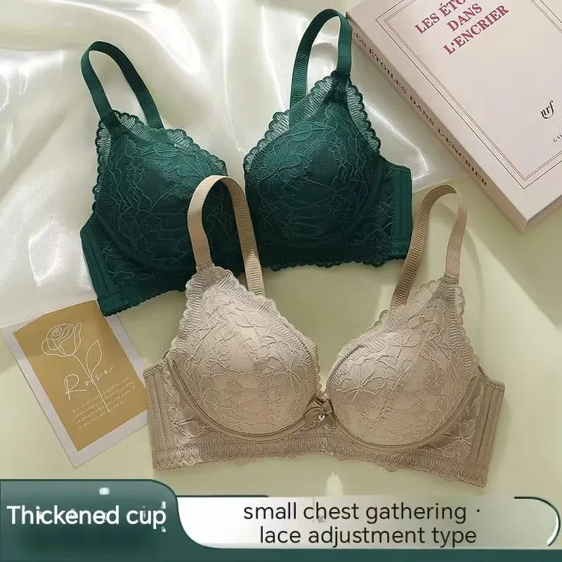 작은 가슴을위한 언더 와이어가없는 두꺼운 8cm 푸시 업 조절 가능한 브래지어 여성용 편안한 수집 보조 란제리 — image 3