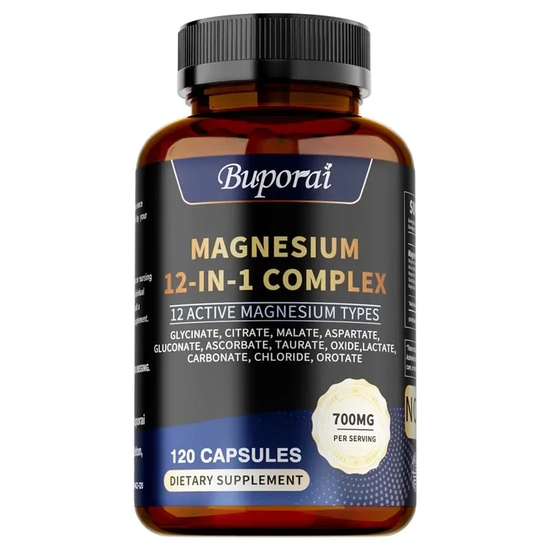 Magnesium Complex Capsules - Bone & Heart Health Supplement Sleep Support Muscle Relaxation Stress & Anxiety Relief