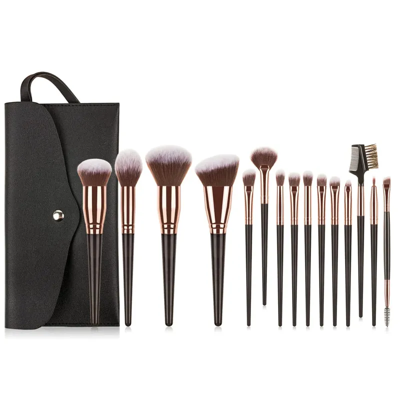 Set di pennelli per trucco da 15 pezzi con custodia in setole morbide Kit pennelli per viso per occhi per fondotinta, fard, ombretto, sopracciglio, strumenti cosmetici — image 8