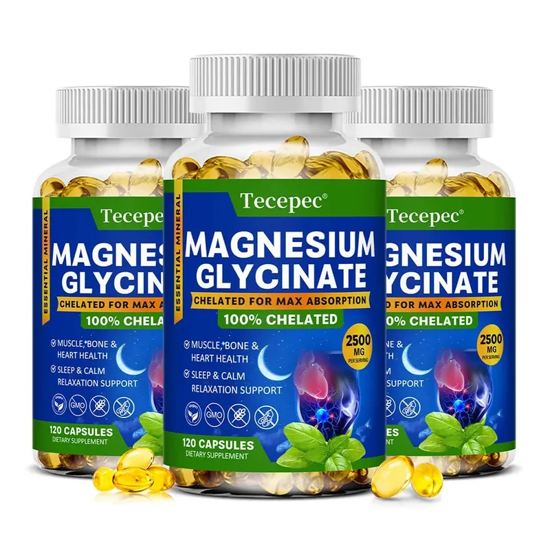 Magnesium Glycinate Capsules 2500mg - Dietary Supplement for Muscle Nerve Bone and Heart Support - Gluten Free Non-GMO — image 9