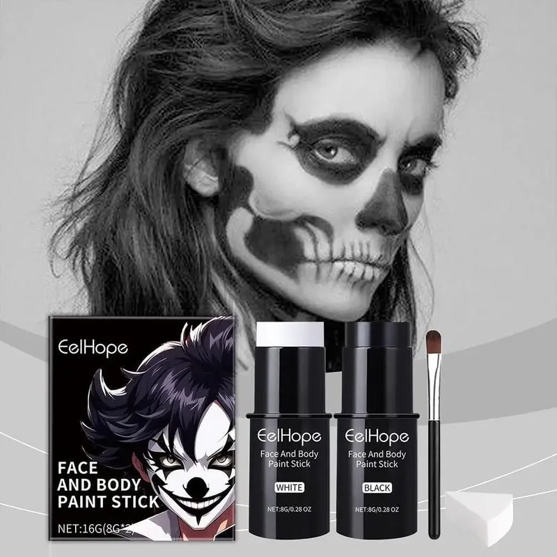 1set Black White Eyes Face Body Paint Stick Cream Makeup Waterproof Pen Sports Safe Costume Pen Party Lighweight Halloween Q5O1