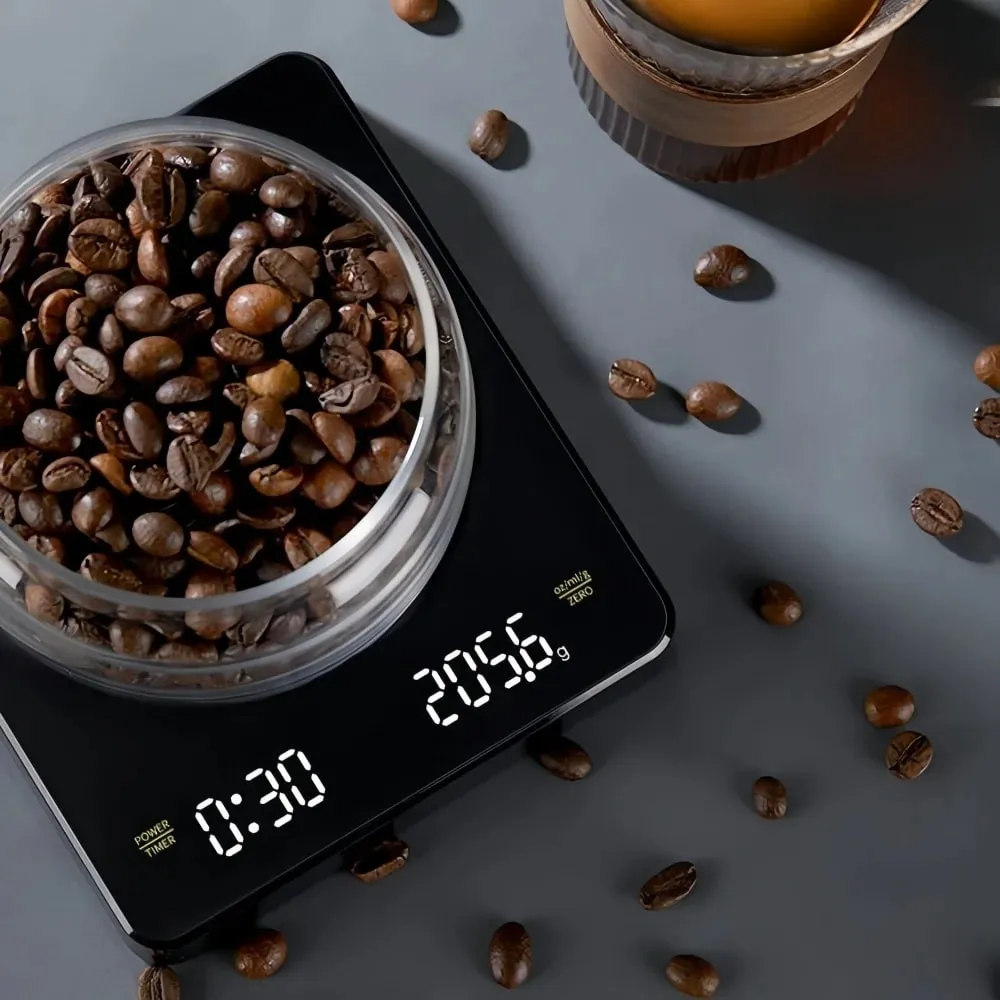 เครื่องชั่งกาแฟอิเล็กทรอนิกส์ความแม่นยำสูงพร้อมแผ่นกันน้ำจอแสดงผล LED USB Timing Professional Home อุปกรณ์เสริมกาแฟ 3 กก./0.1g — image 8