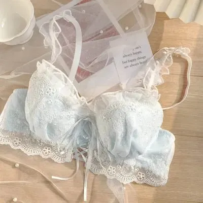 Japanese sweet underwear women's small chest pushup thin underwire adjustable bra set for girls — image 9