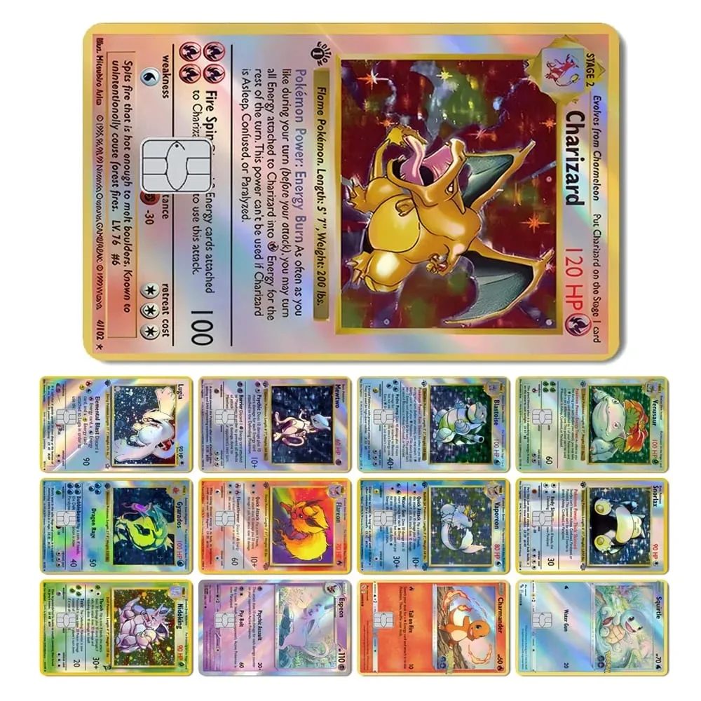 Charizard Gyarados Venusaur Blastoise Mewtwo Squirtle Snorlax Holographic Laser Credit Debit Card Film Skin Sticker — image 1