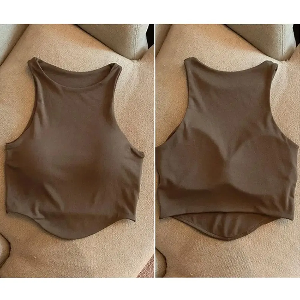 2025 U Push Up Sport Bra Fashion Women Tank Top Solid Color Sleeveless Vest Comfortable Short Top Breathable Casual Crop Tops — image 5
