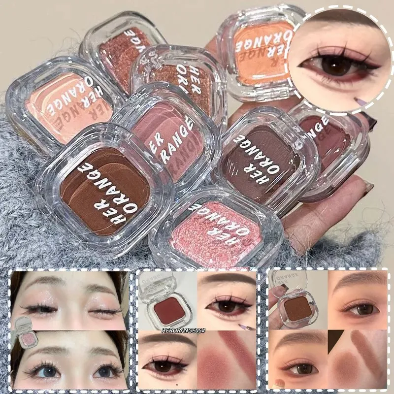 Red Brown Monochrome Eyeshadow Eyeliner Powder Palette Silky Matte Coral Red Lying Silkworm Eyeliner Waterproof Aegyo-sal Makeup — image 7
