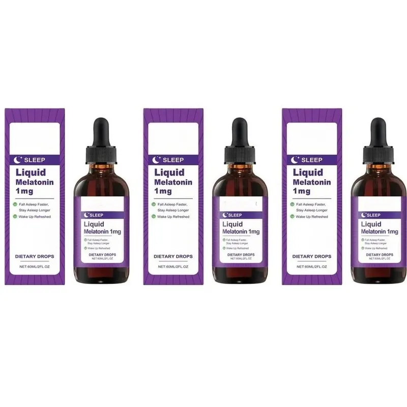 Melatonina liquida 1 Mg Gocce per dormire Estratto di foglie di menta Addormentarsi più velocemente Dormire più a lungo Svegliarsi rinfrescati 60 ML