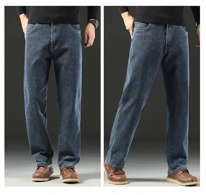 Spring and Autumn Men's Baggy Jeans Casual Straight Stretch Versatile Wide-leg Business Denim Pants Comfortable Loose Trousers — image 8