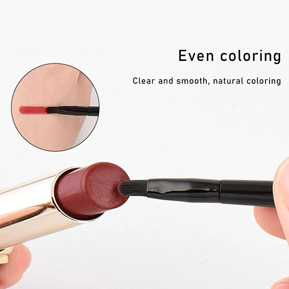 1/3 Buah Kuas Lipstik Dapat Ditarik Aplikator Kuas Lip Gloss Profesional Berkepala Ganda dengan Tutup Pelindung Riasan Wanita Anak Perempuan — image 3