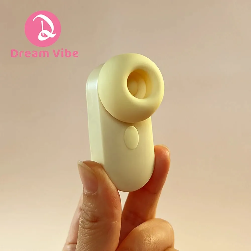 Dream Vibe Echo 2-v-1 Mini přísavka do uší ve tvaru žlutého vibrátor na klepání a sání Sexuální hračka pro ženy Masážní přístroj bradavek klitorisu — image 1