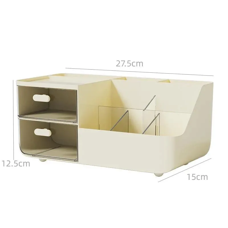 Organisateur de cosmétiques avec 2 tiroirs transparents, grande capacité, vue dégagée, gain de place, glissement en douceur pour les pinceaux de maquillage — image 8