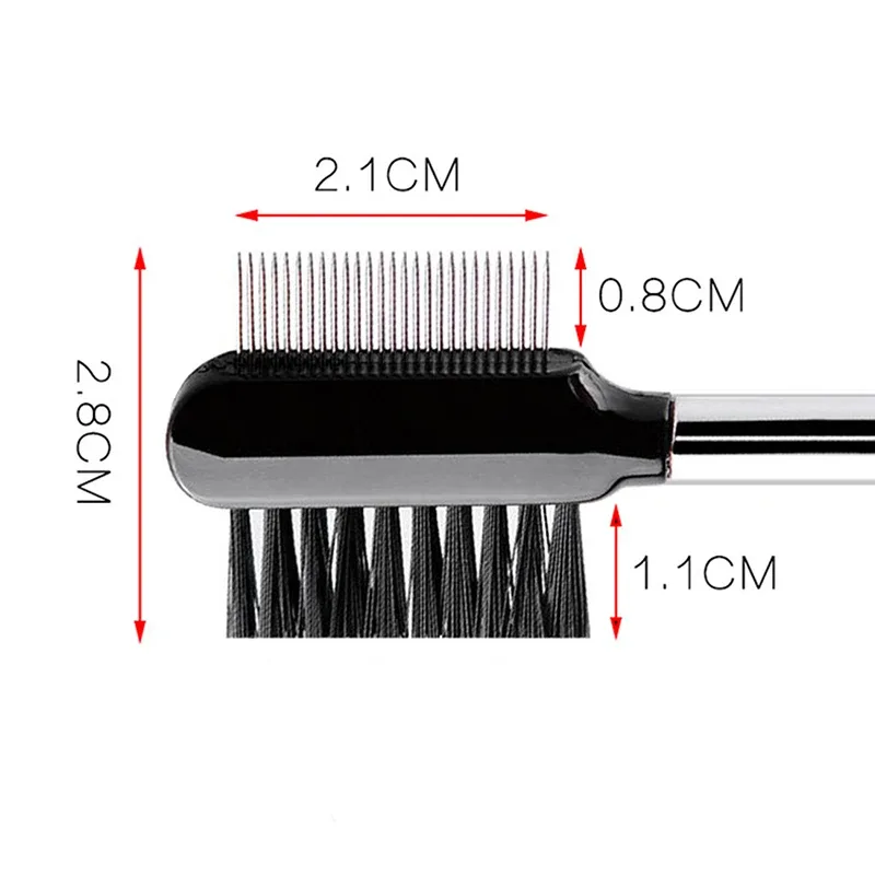 1PC štětec na řasy Hřeben na obočí štětce na líčení Professional Dual Makeup Tool maquiagem Black Kabuki Wood Beauty — image 5