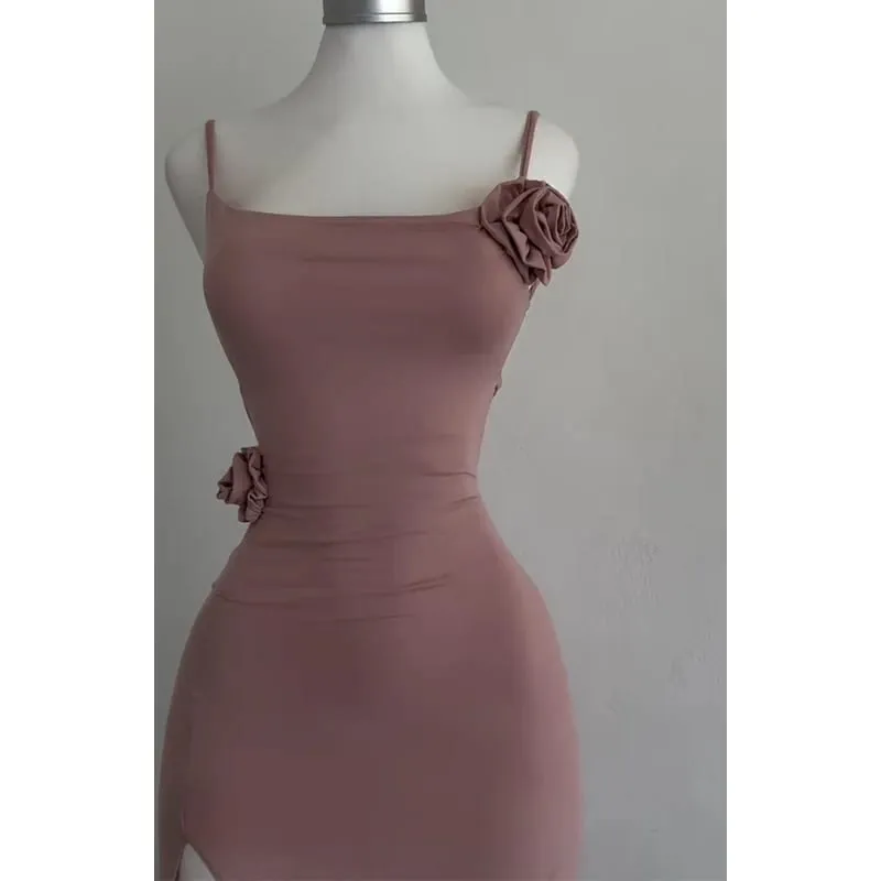 Sexy Sleeveless Slit Dress Openwork Elegant Three-dimensional Rose Slim Dress 2025 Summer Fashion Ladies Party Club Vestidos — image 4