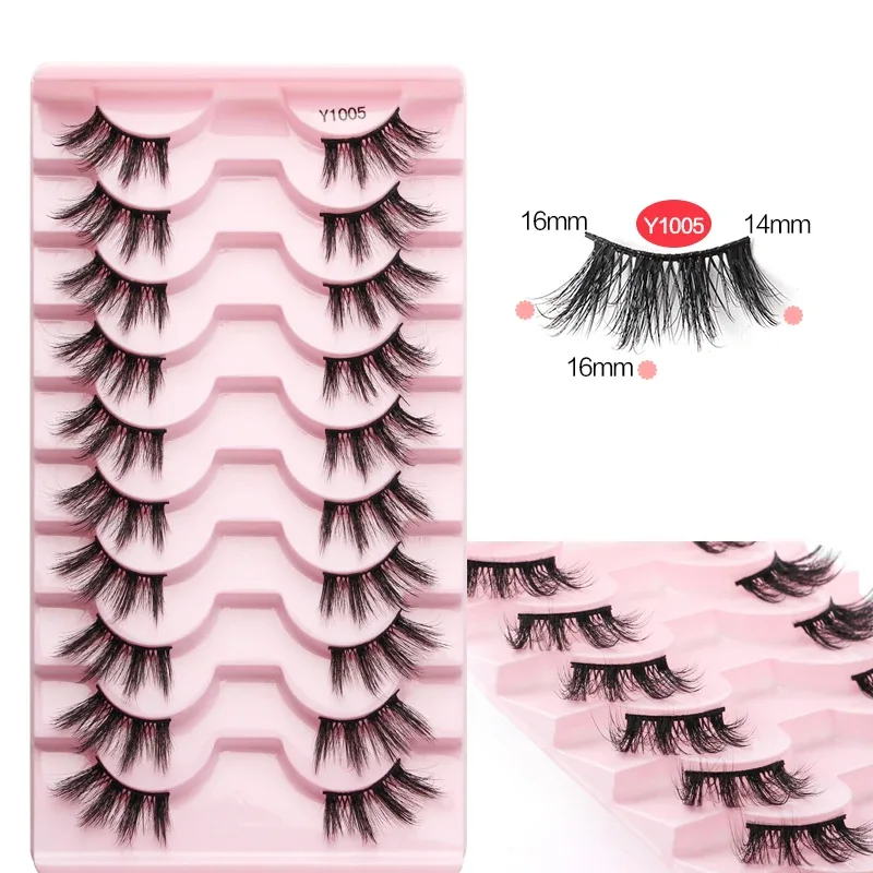 Mezze Ciglia Cat Eye Ciglia 3/5/10 Paia Ciglia Finte Soffici Morbide Aspetto Naturale Fascia Trasparente 3D Ciglia di Visone Estensione trucco