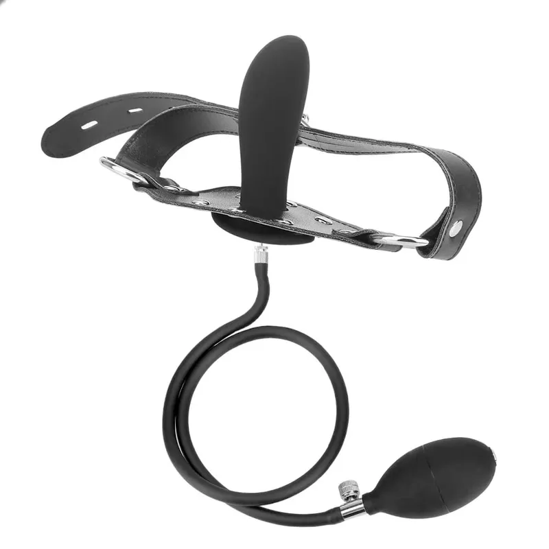 ยืดหยุ่นขนาดซิลิโคนปาก Gag BDSM Ball อุปกรณ์เสริม Plug Inflatable ที่ถอดออกได้ปั๊มสำหรับเร้าอารมณ์ Restraint Sex เกมเล่นของเล่น