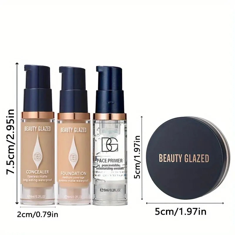 4 pz/set Kit Magico per il Trucco del Viso Primer idratante naturale Fondotinta correttore impermeabile a lunga durata Set per il trucco del viso da viaggio — image 5