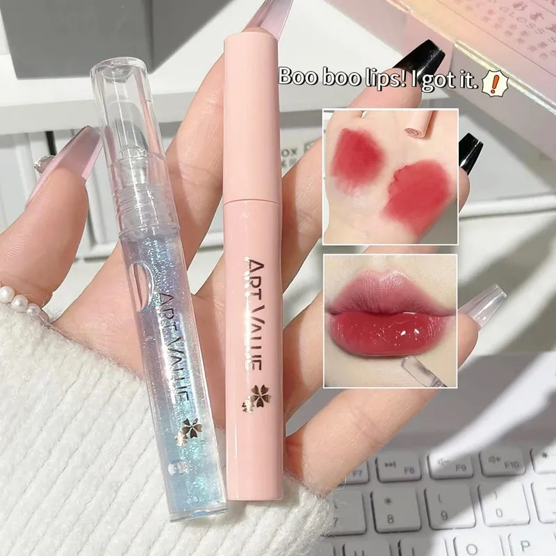 ART VALUE Lips Makeup-sæt inkluderer 5 matte flydende læbestift og 1 læbepomadeolie nærende glitter lipgloss med halskædegave — image 4