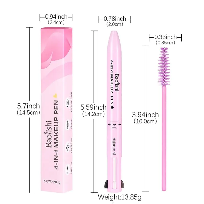 Pena Rias Multifungsi 4 In 1 Eyeliner Travel Kompak Penggaris Bibir Pensil Alis Pena Highlighter Set Rias Wajah — image 7