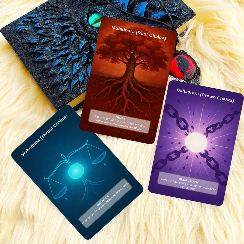 50 Card Deck περιλαμβάνει 1 Instructional Cards Chakra Intention Oracle Self-Connection & Energy Adjustment Practices — image 3