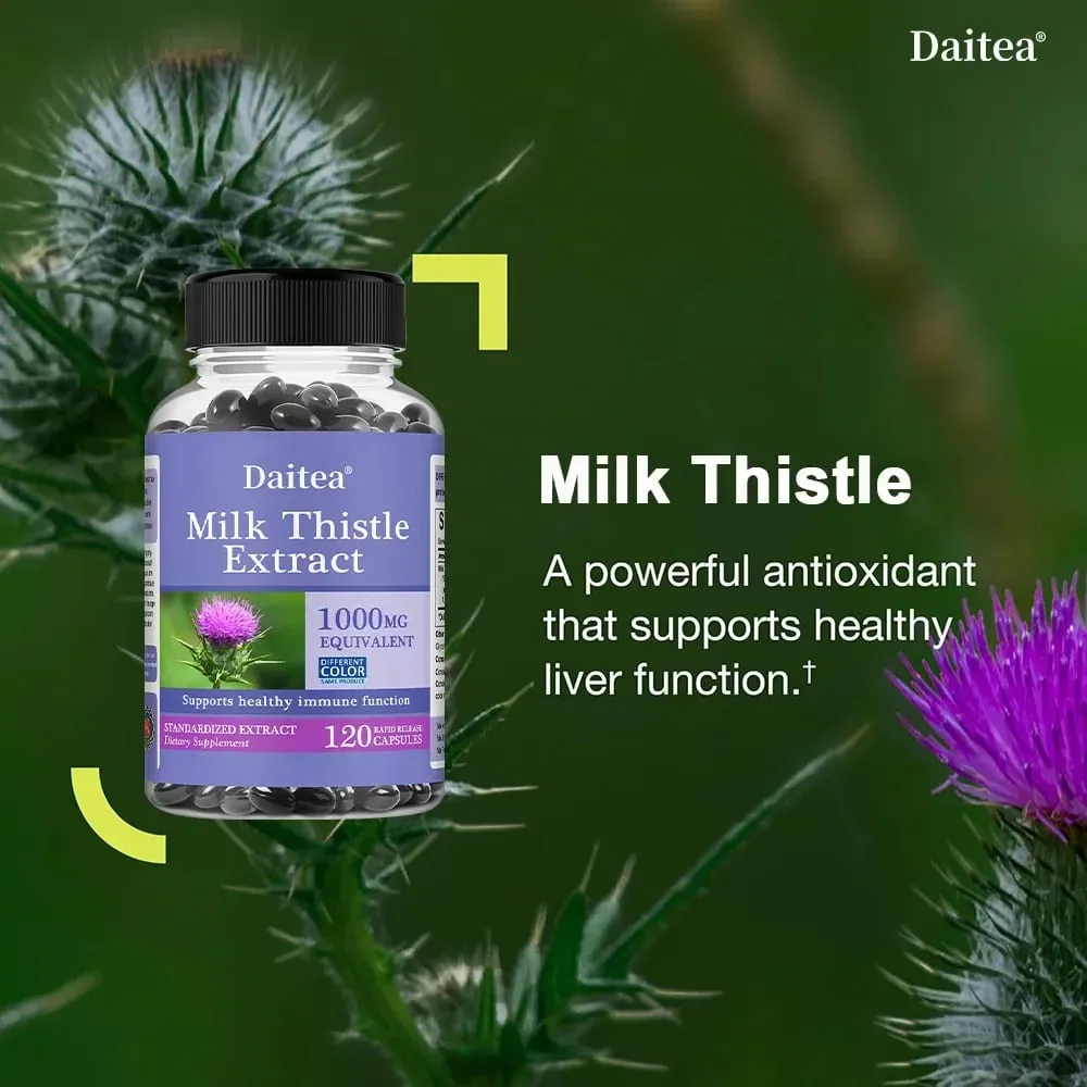Milk Thistle Capsules - 1000mg for Health Boosts Liver Detox Antioxidants for Skin and Digestive Liver Health — image 2
