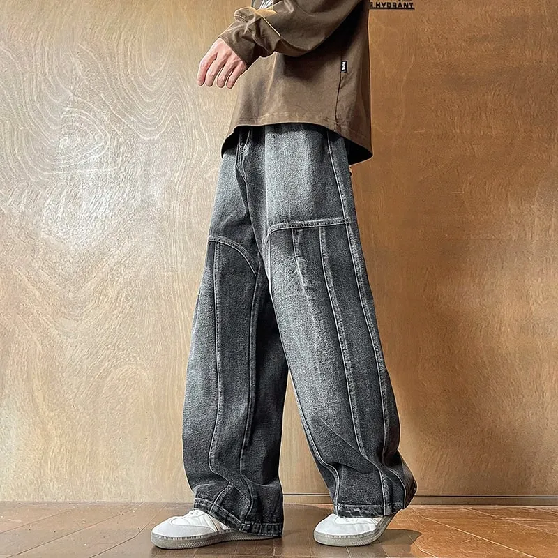 Herren Jeans Mann Hosen Frühling American Retro Patchwork Bequeme Große Größe Lose Denim Hosen Plus Size Böden Stilvoll Lässig — image 5