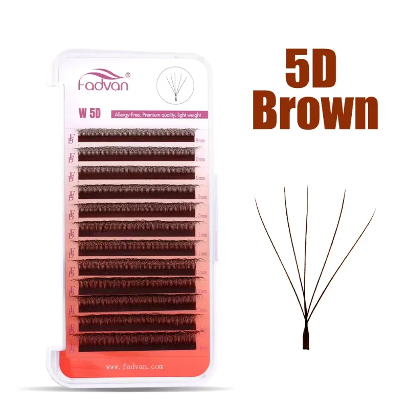 Fadvan 5D W Shape Lashes Czarny/brązowy 5D Miękkie sztuczne rzęsy z norek 12 rzędów 5D Fan Lashes Dostawca — image 5