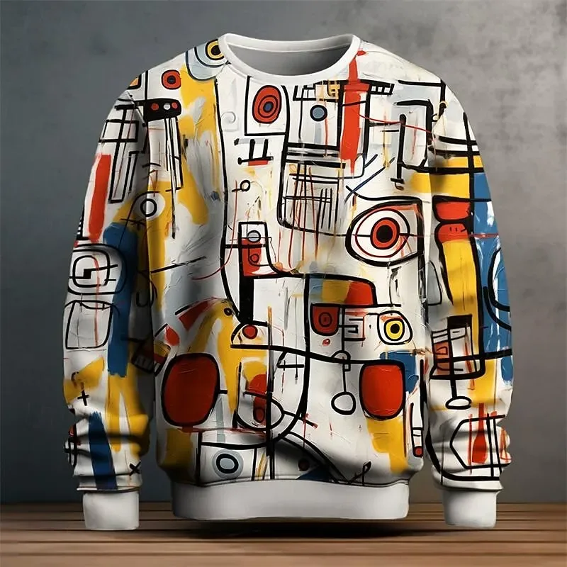 สำหรับผู้ชาย กราฟฟิค เสื้อเชิ้ตสำหรับผู้ชาย กราฟฟิตี้ เสื้อสวมหัว เสื้อแขนยาว คอกลม แฟชั่น ทุกวัน ไม่เป็นทางการ วันหยุด วันหยุด ใหม่