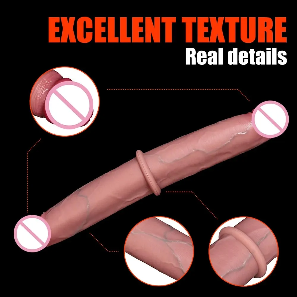 Doppelend-Dildo, realistisch, doppelseitig, große, lange, dicke Dildos mit Venen, Vaginal-Anal-Riesen-Penis-Sexspielzeug für Lesben — image 4
