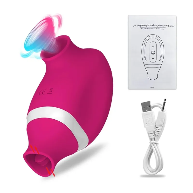 2 in 1 Clit Sucker Vibrator for Women Sucking Licking Double Stimulation Nipples Massagers Tongue Sex Toy Female Adult