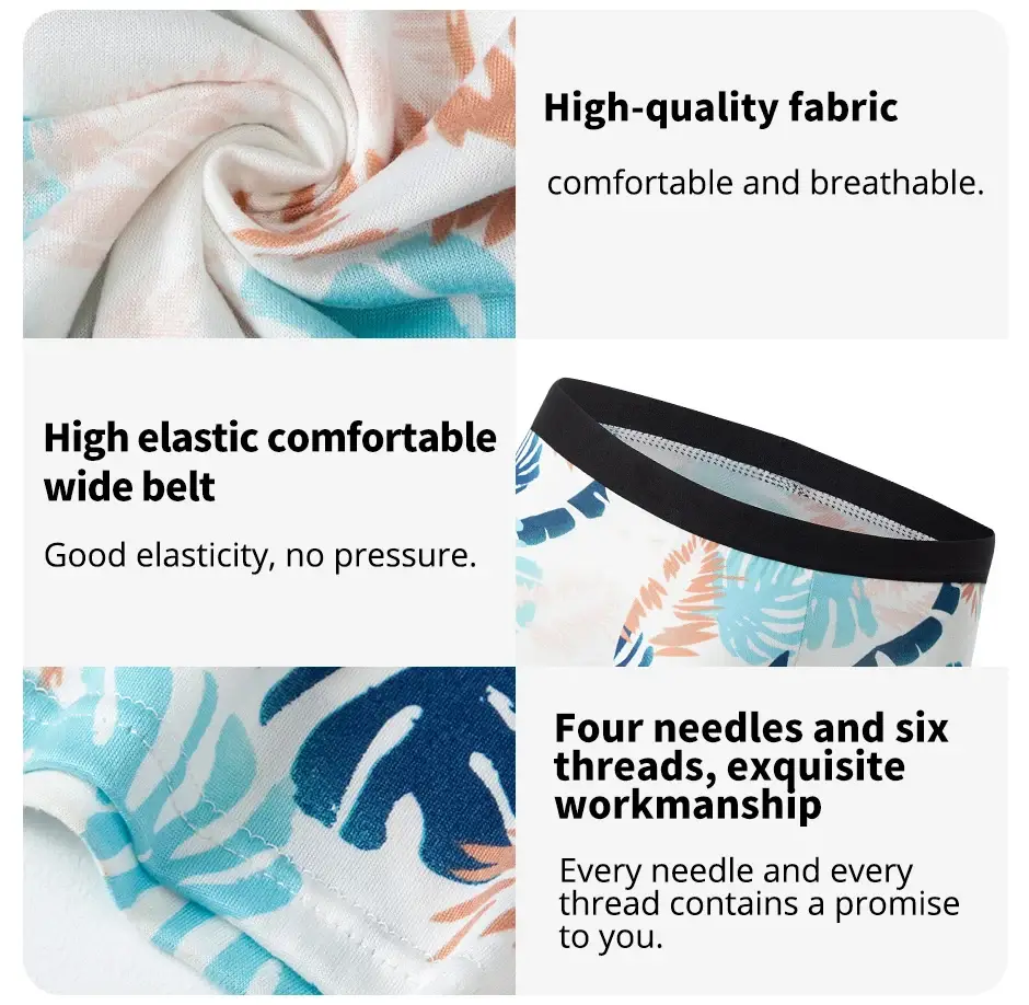 4-Piece Men'S Fashionable And Charming Flower Underwear Comfortable And Breathable Crotch Boxers Teenagers Plus Size Underwear. 3256807037417234 — image 2