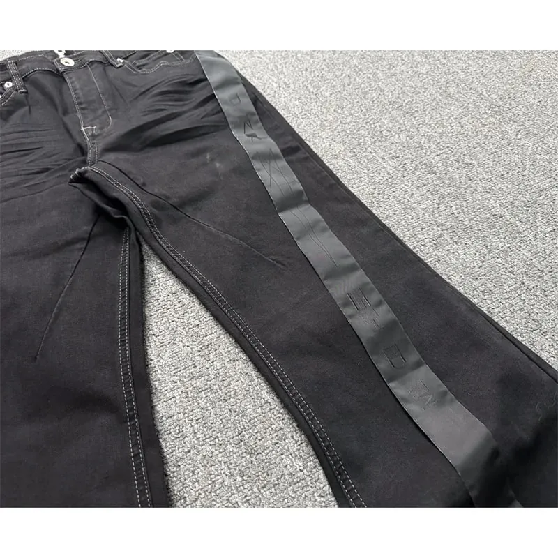 High Street RO Style Denim Pants Men's 24SS Basic Elastic Black Ribbon Loose Flared Streetwear Casual Jeans Pants Men Clothing — image 5